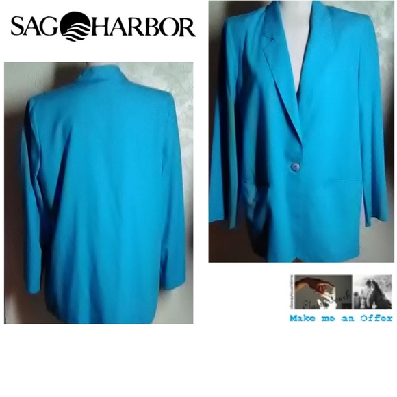 Sag Harbor Turquoise Summer Blazer Size 14 - Picture 1 of 5